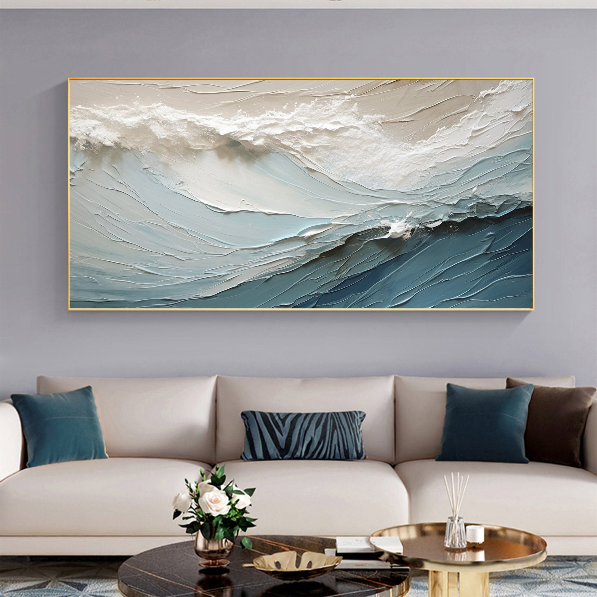 Original – Seascape Wall Art | Boho Oil Painting, view 1