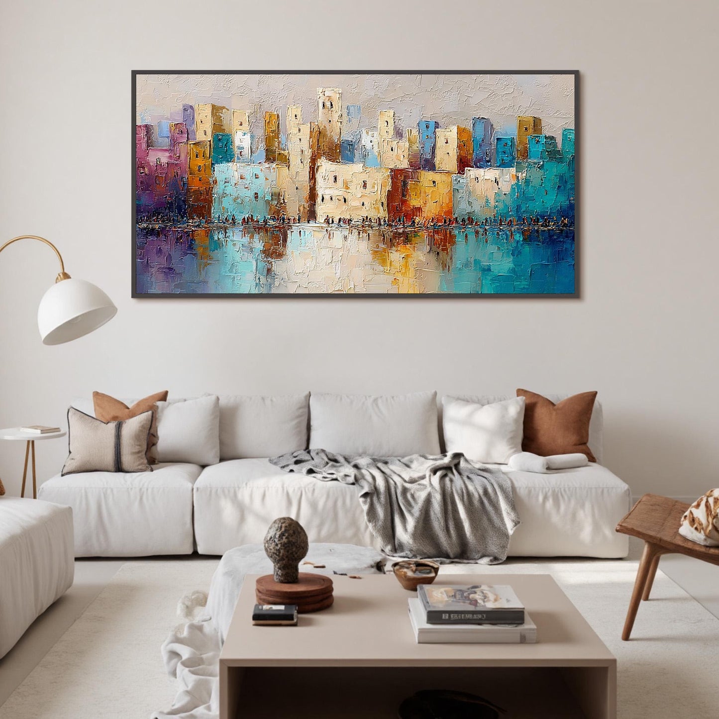 Colorful Abstract Textured Cityscape City Architecture Wall Art – Vibrant Cityscape