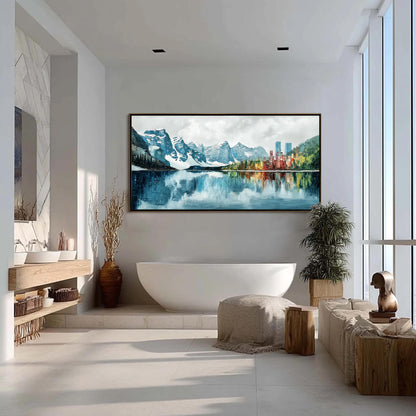 Colorful Impasto Alpine Mountain Wall Art