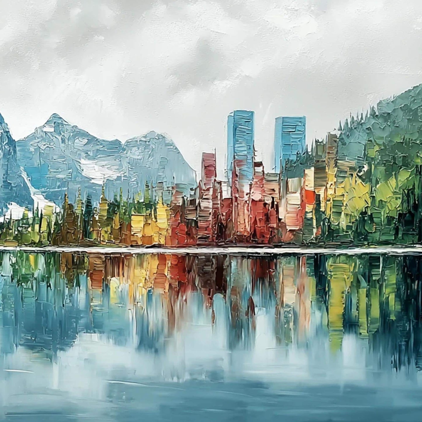 Colorful Impasto Alpine Mountain Wall Art
