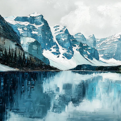 Colorful Impasto Alpine Mountain Wall Art
