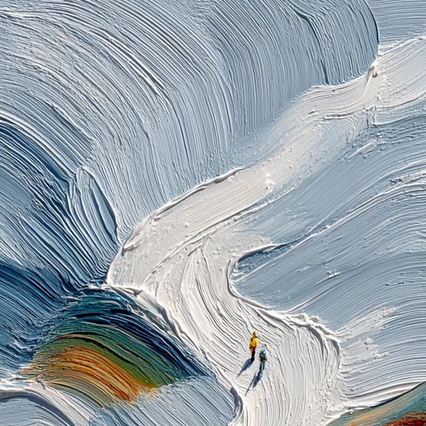 Colorful Impasto Abstract Wall Art – Ski Slope Painting