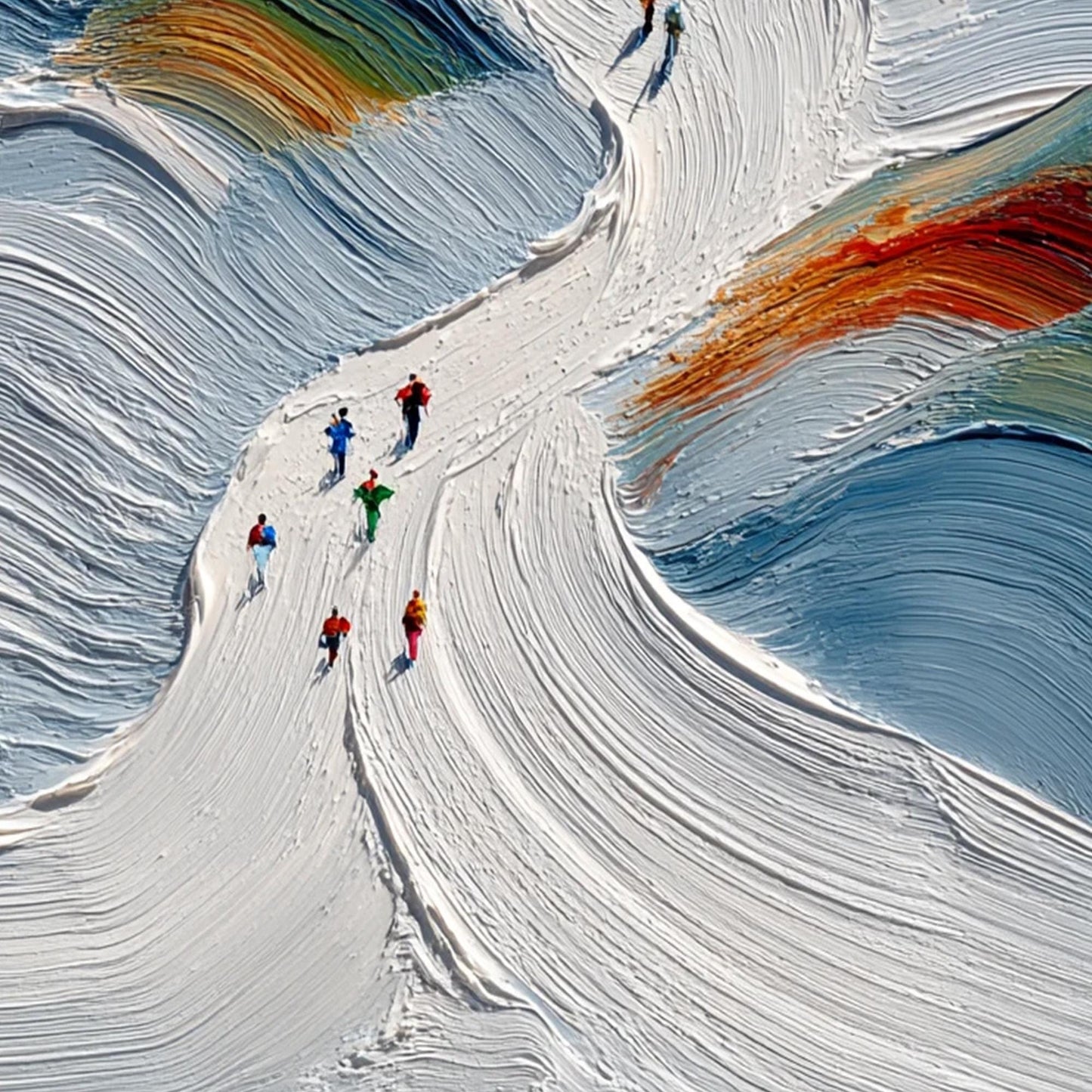 Colorful Impasto Abstract Wall Art – Ski Slope Painting