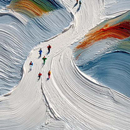 Colorful Impasto Abstract Wall Art – Ski Slope Painting