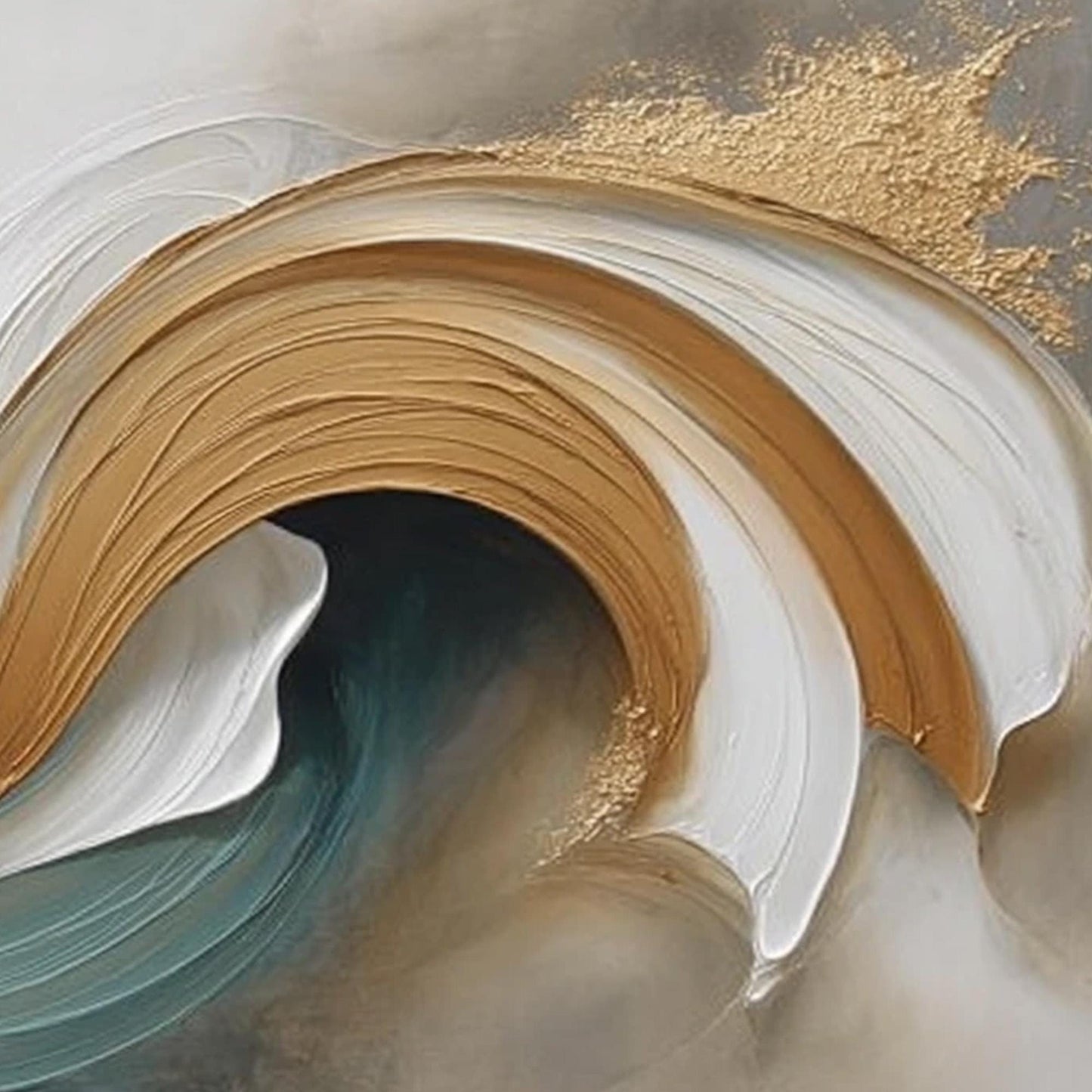 Teal and Gold Fluid Abstract Wall Art – Handmade