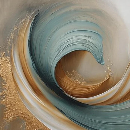 Handmade – Teal and Gold Fluid Abstract Wall Art | Painting, view 5