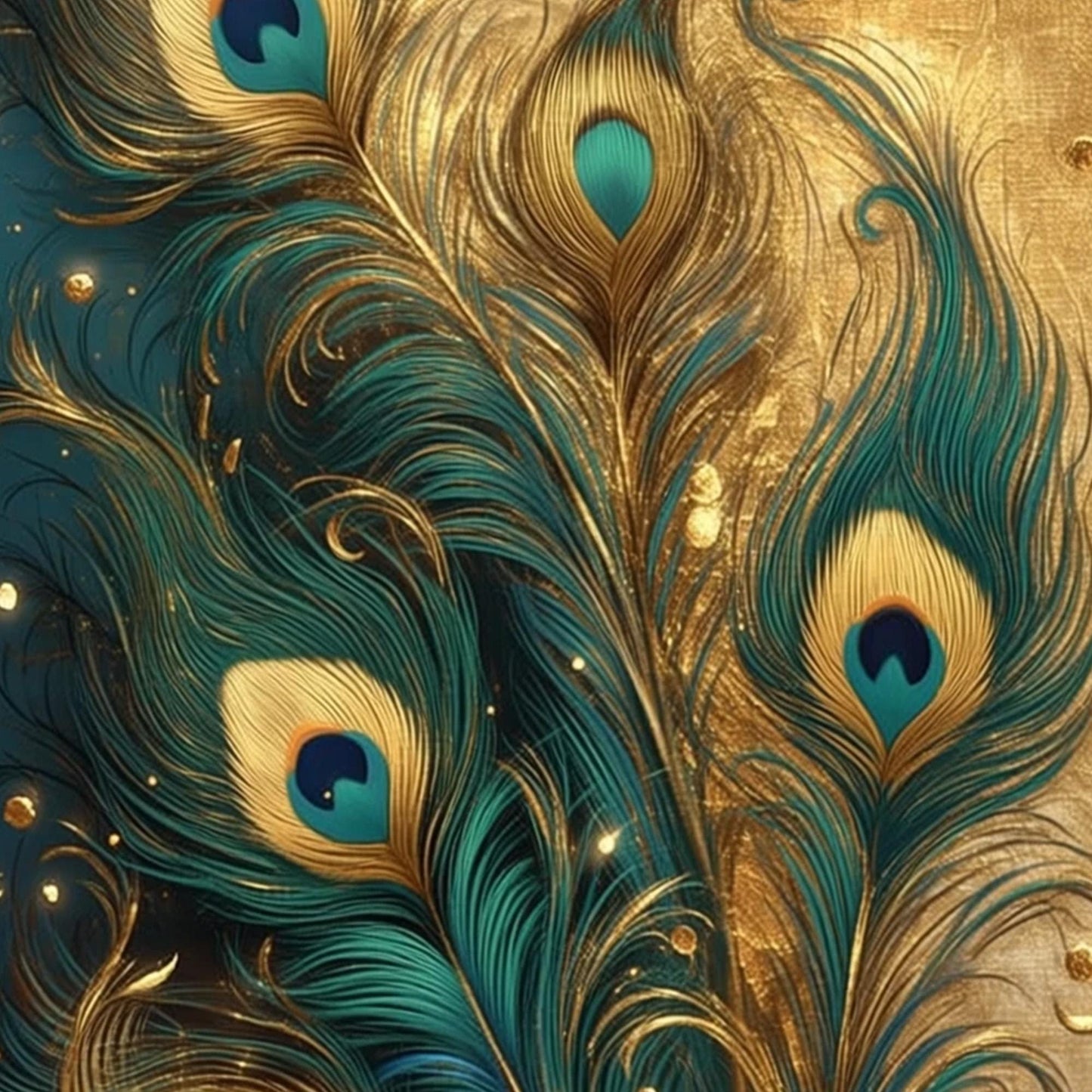 Teal and Gold Boho Bird Animal Wall Art