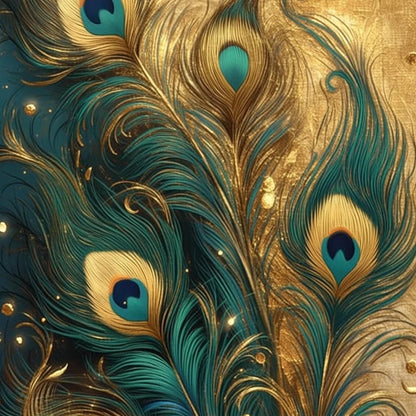 Teal and Gold Boho Bird Animal Wall Art