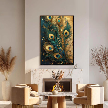 Teal and Gold Boho Bird Animal Wall Art