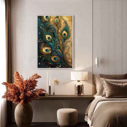 Teal and Gold Boho Bird Animal Wall Art