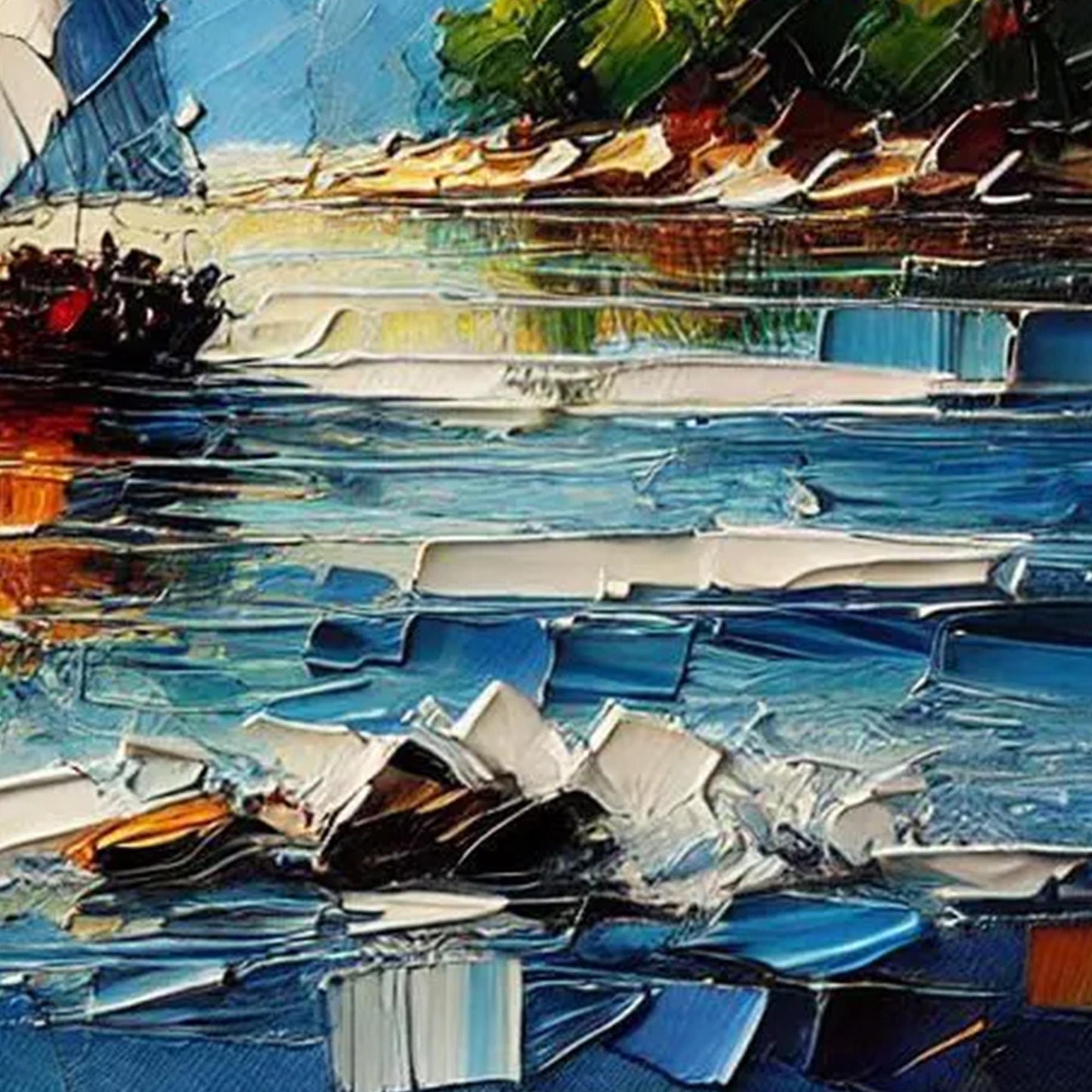 Colorful Impasto Sailboat Seascape Wall Art