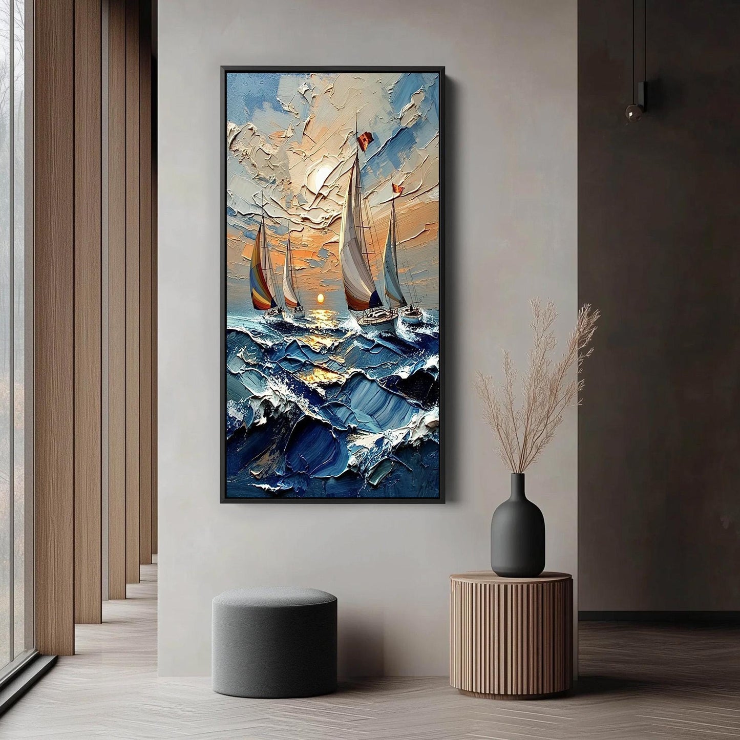Gold Impasto Beach Seascape Wall Art