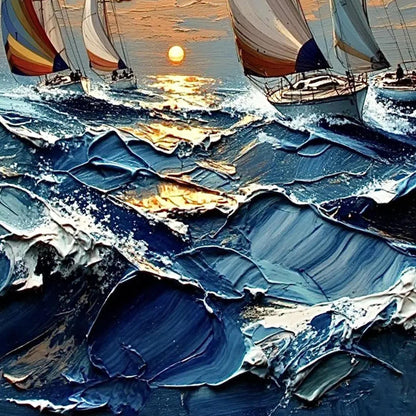 Gold Impasto Beach Seascape Wall Art