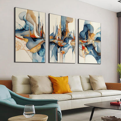 Large Blue Gold – Blue and Gold Abstract Wall Art | Painting, view 2