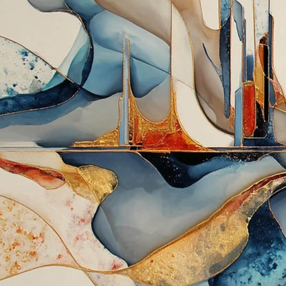 Blue and Gold Abstract Wall Art