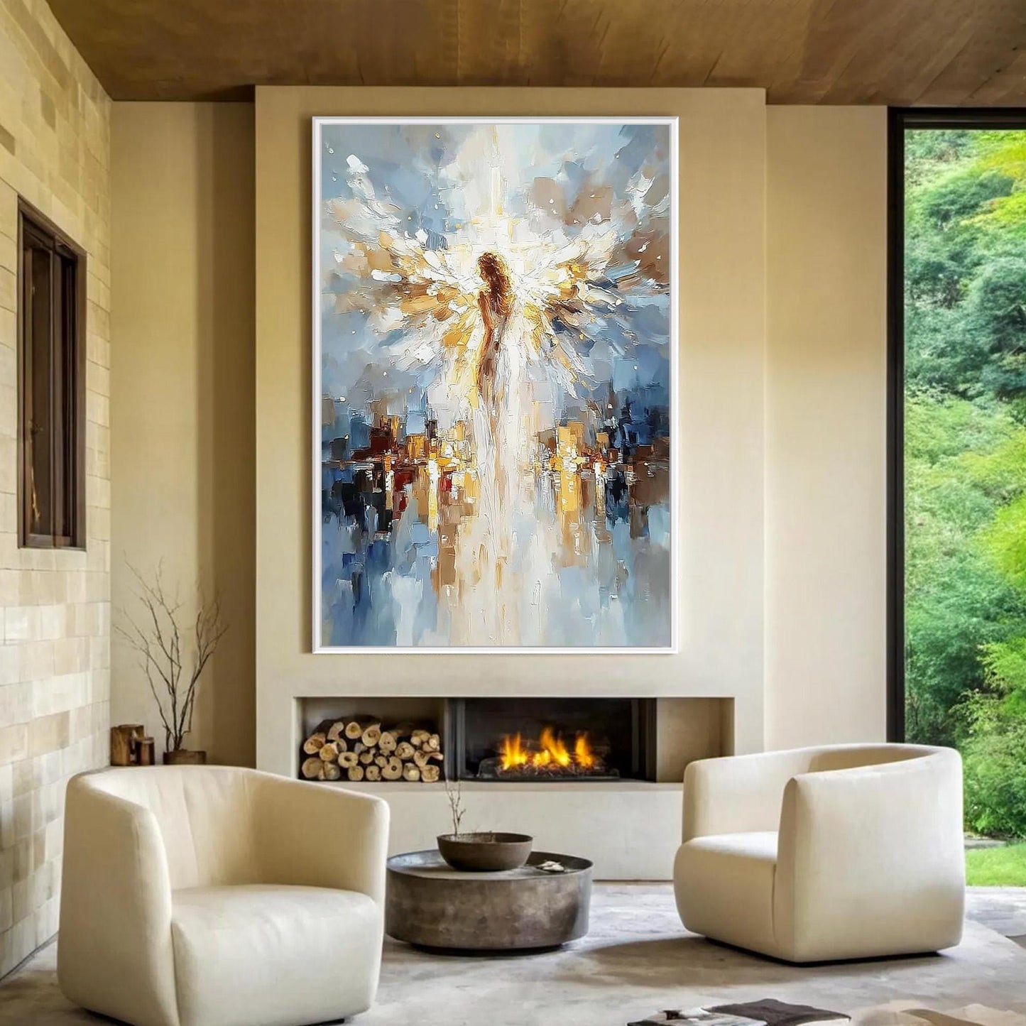 Blue and Gold Impasto Abstract Wall Art