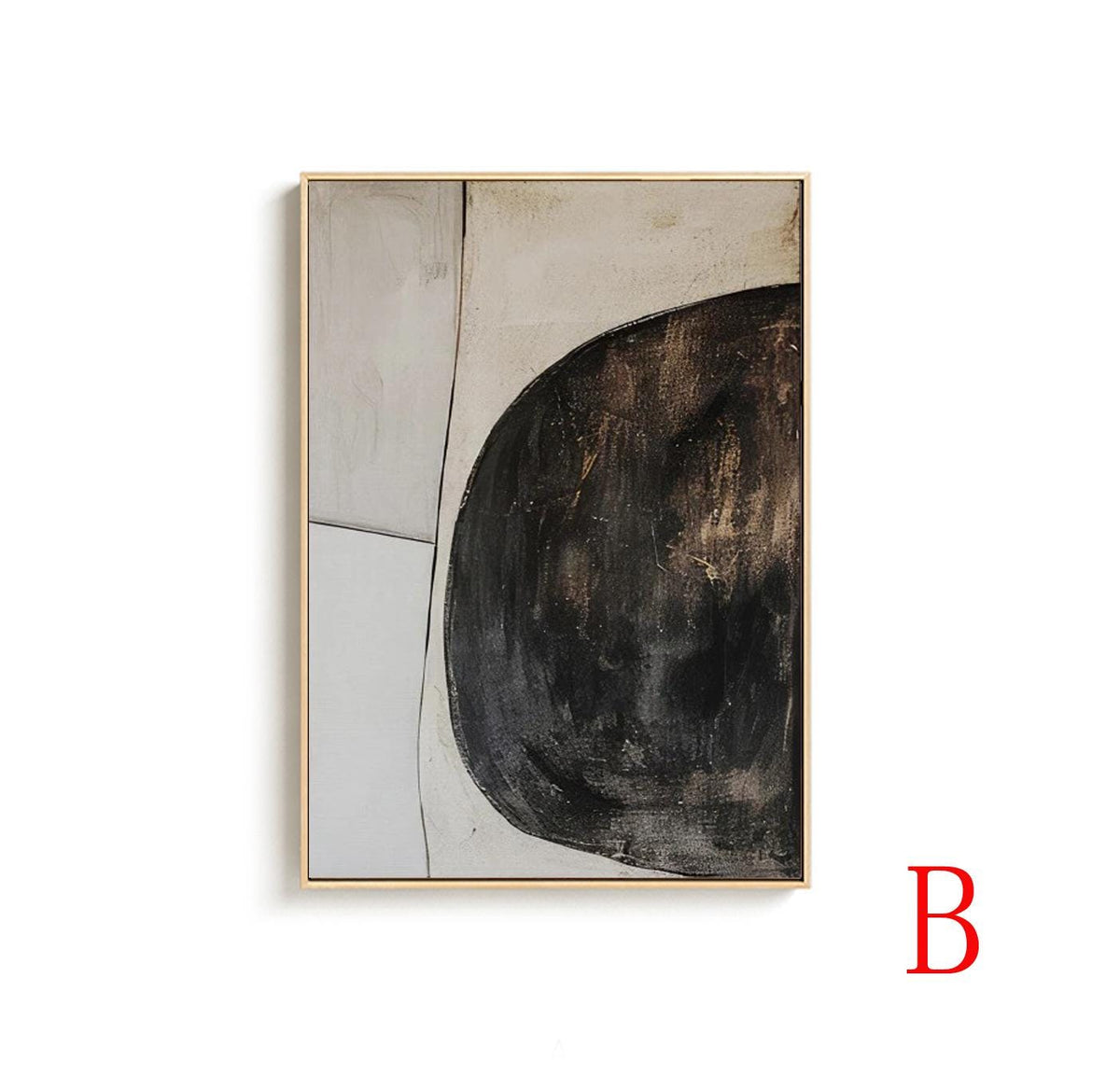 Beige and Black Abstract Oil Painting on Canvas, Original Geometric Canvas Wall Art, Modern Hand-painted Minimalist Art for Living Room