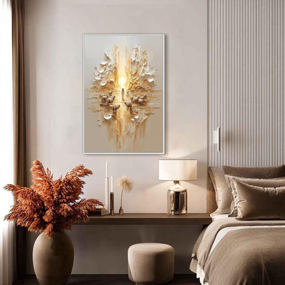 Gold Textured Abstract 3D Texture Wall Art – Textured Oil Painting, Jesus Shepherd with Sheep, Christian Wall Art, Home Decor