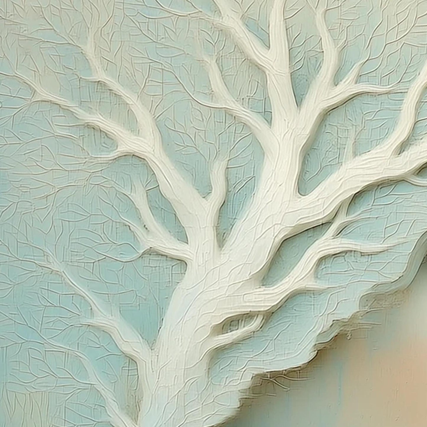 Profile Portrait with Sculptural White Tree, Teal Background, Dreamlike Wall Art – Teal and White Tree Wall Art | Painting, v