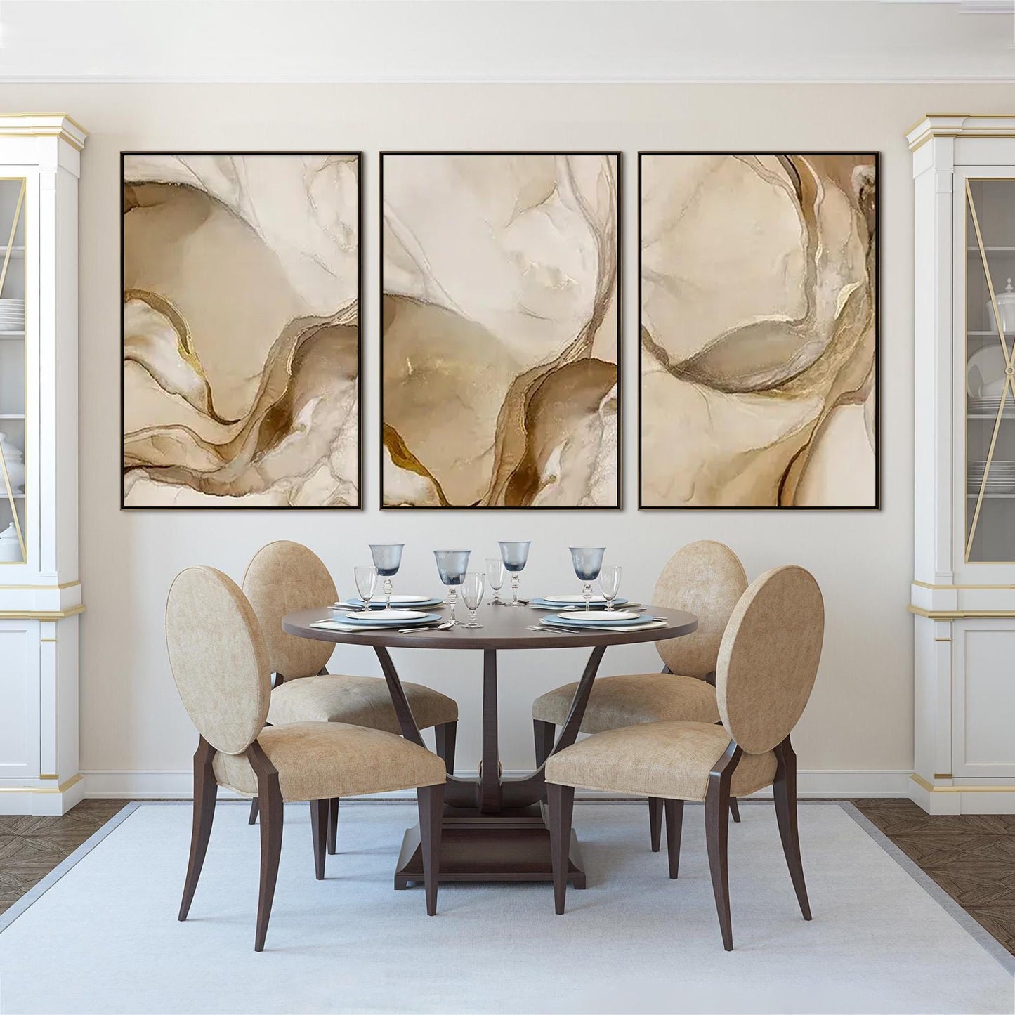 Gold and Cream Neutral Abstract Wall Art