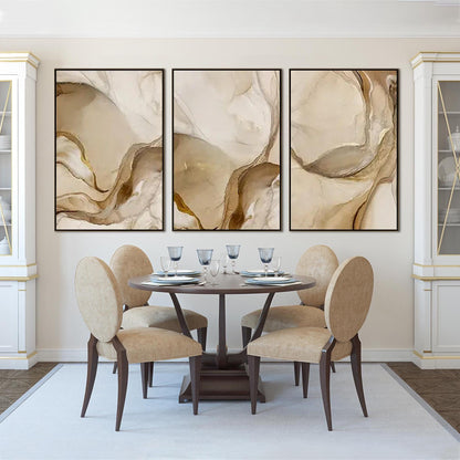Gold and Cream Neutral Abstract Wall Art
