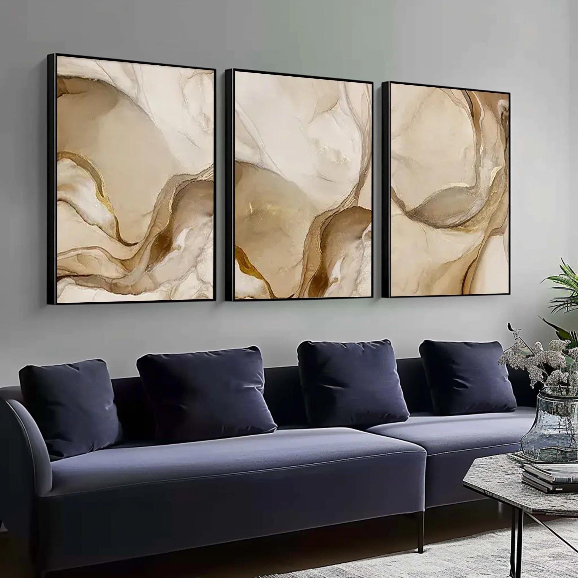 Neutral – Gold and Cream Neutral Abstract Wall Art | Painting, view 3