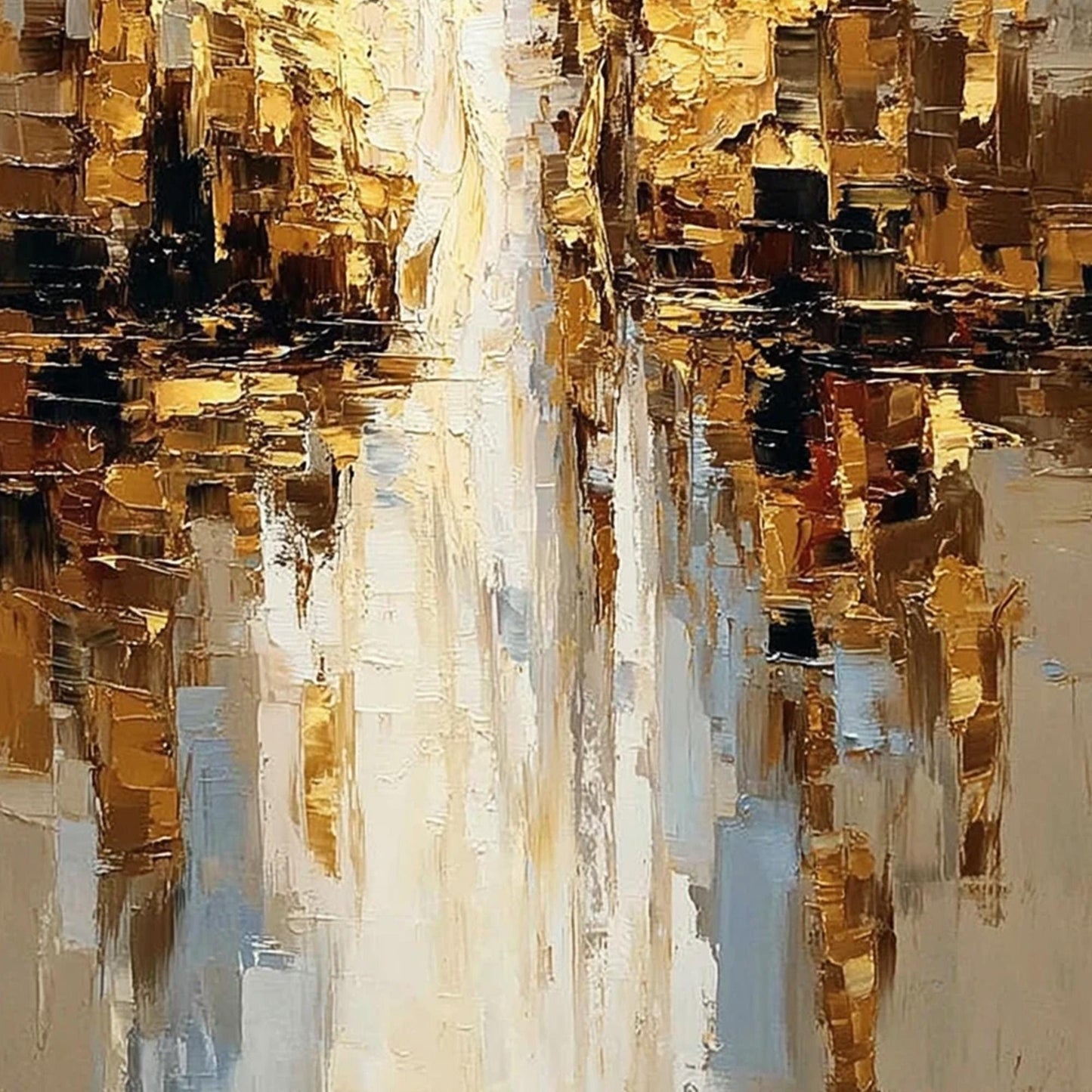Gold and White Impasto Abstract Wall Art – Golden Angel