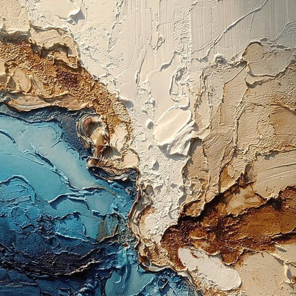 Abstract Coastal Oil Painting – Turquoise Beach Seascape Wall Art | Abstract Impasto Hand-Painted Oil Painting, view 5