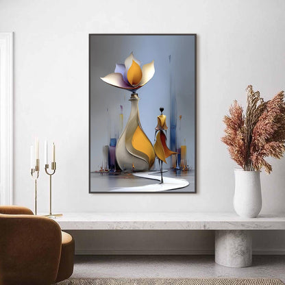 Blue and Gold Ship Painting — Modern Figurative Wall Art