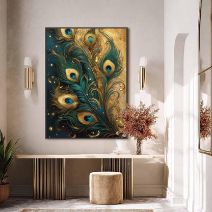 Teal and Gold Boho Bird Animal Wall Art