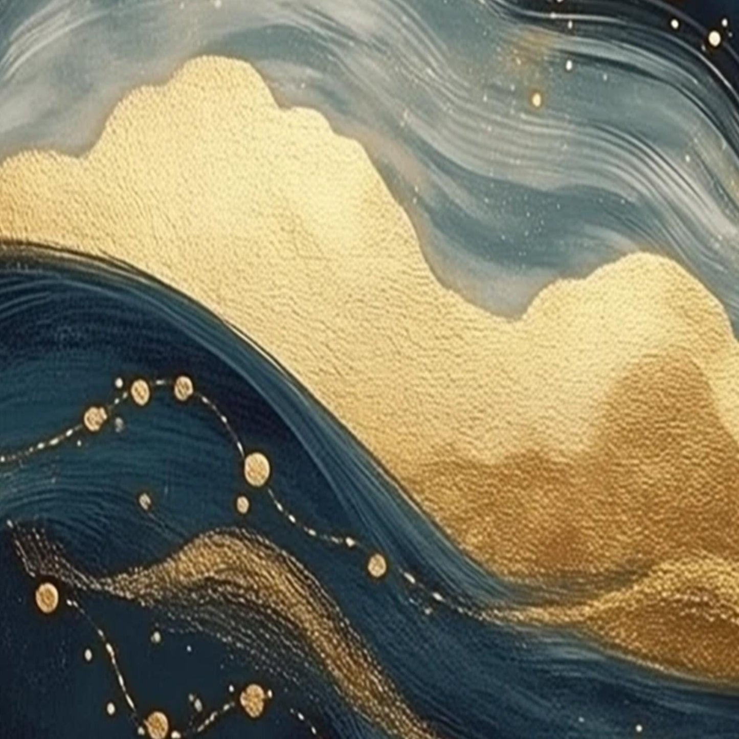 Navy Gold Foil – Navy and Teal Moon Abstract Wall Art | Painting, view 5
