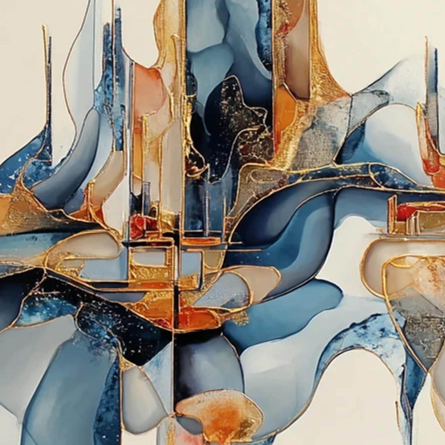 Blue and Gold Abstract Wall Art