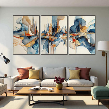 Large Blue Gold – Blue and Gold Abstract Wall Art | Painting, view 5