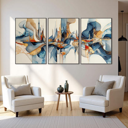 Large Blue Gold – Blue and Gold Abstract Wall Art | Painting, view 4