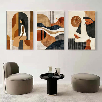 Teal and Terracotta Abstract Seascape Wall Art