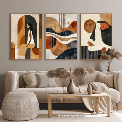 Teal and Terracotta Abstract Seascape Wall Art