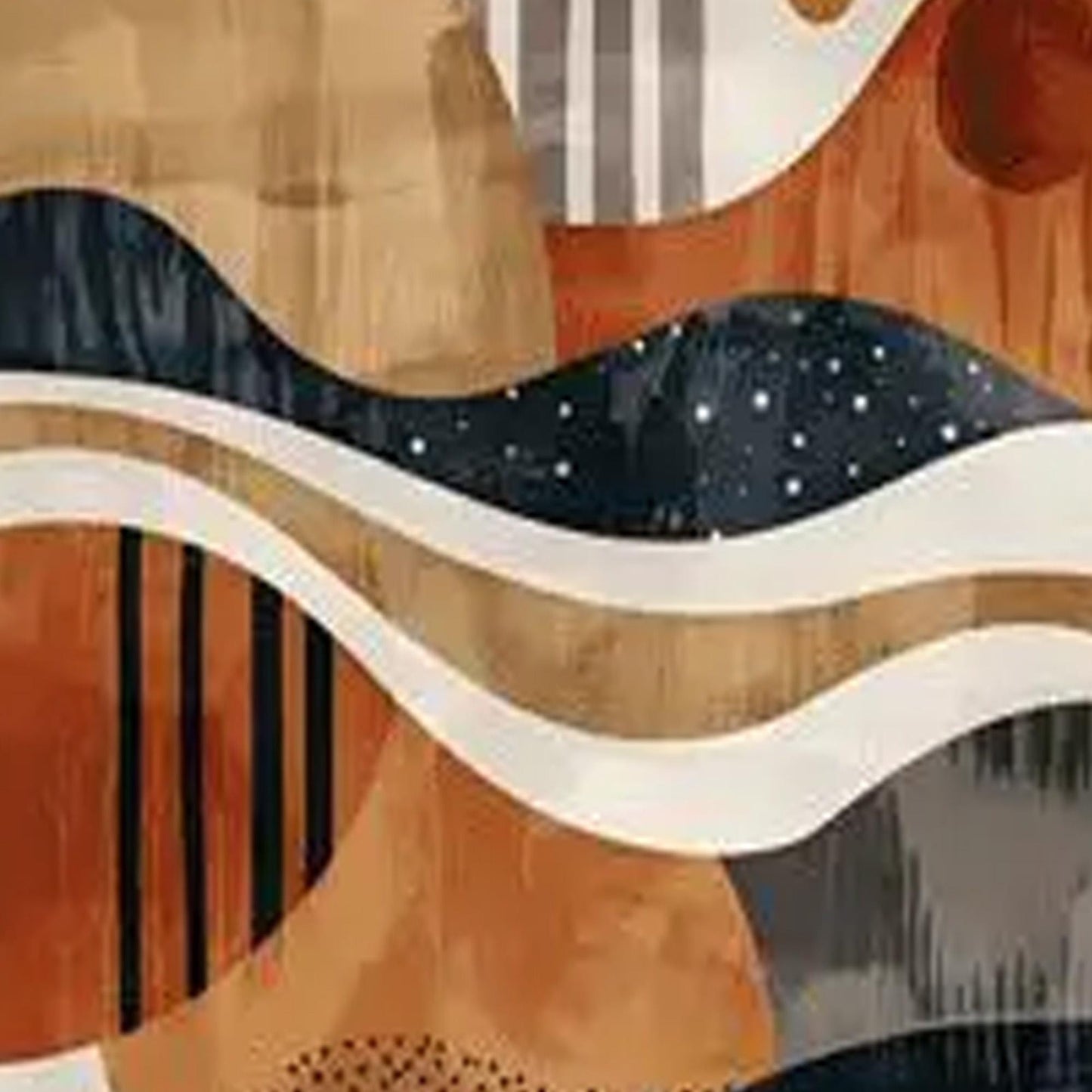 Teal and Terracotta Abstract Seascape Wall Art