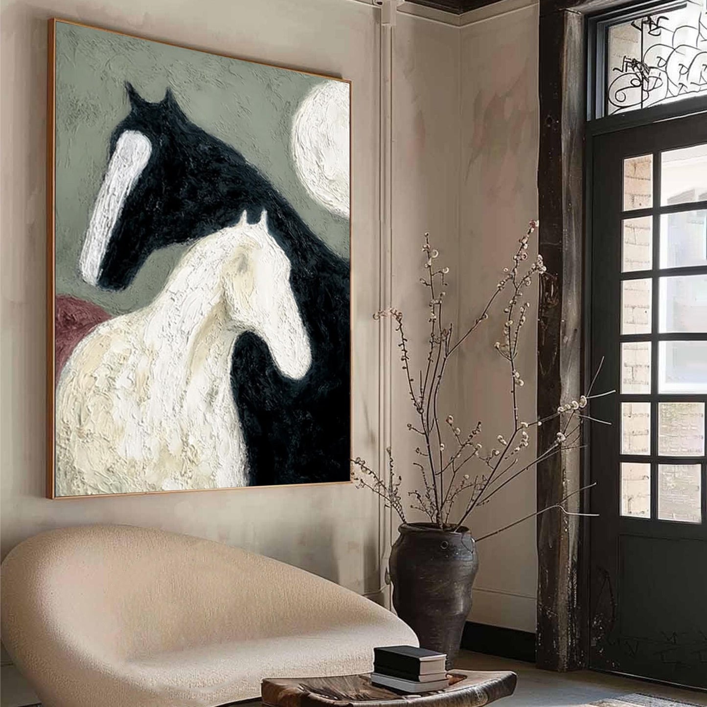 Black and White Horse Minimalist Wall Art