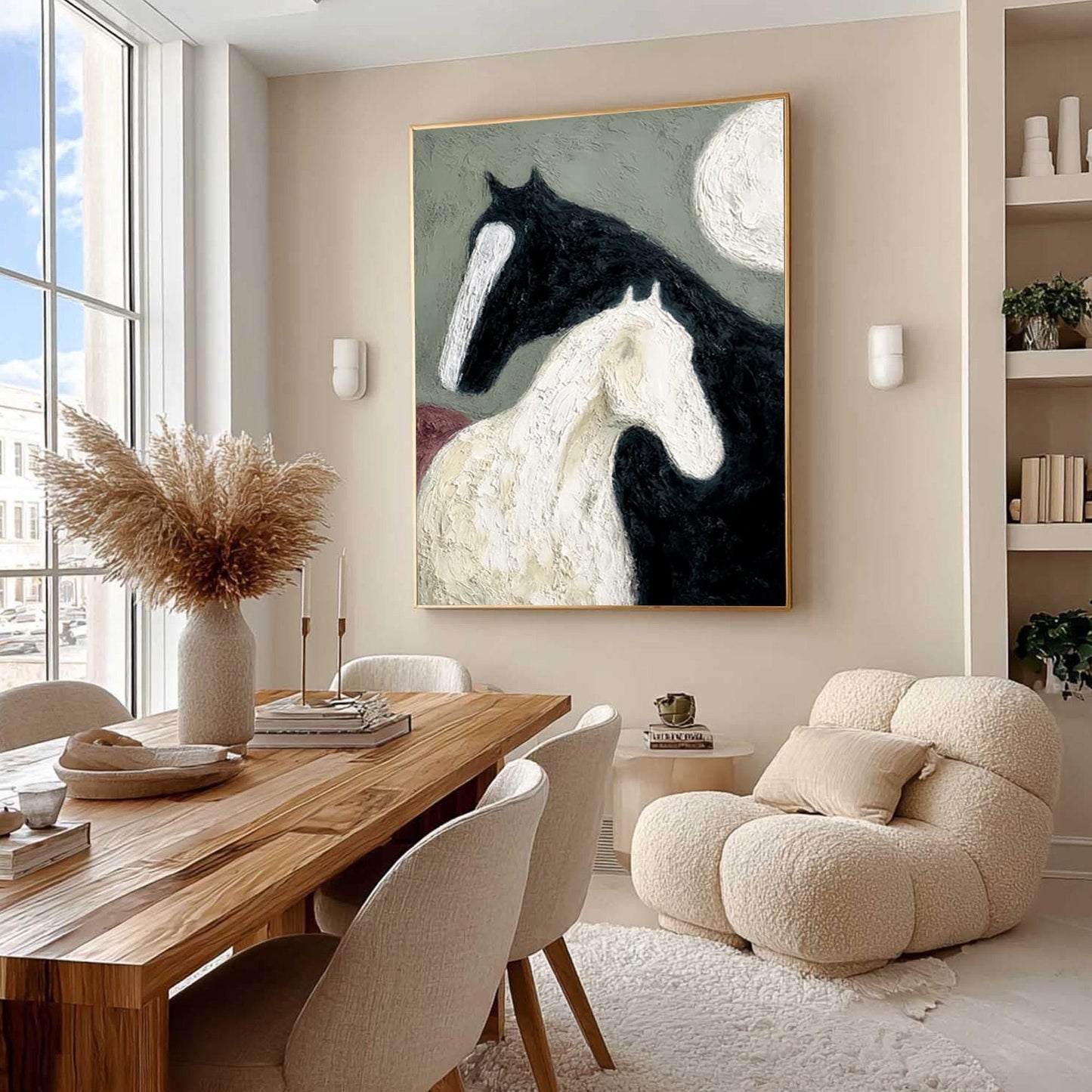 Black and White Horse Minimalist Wall Art