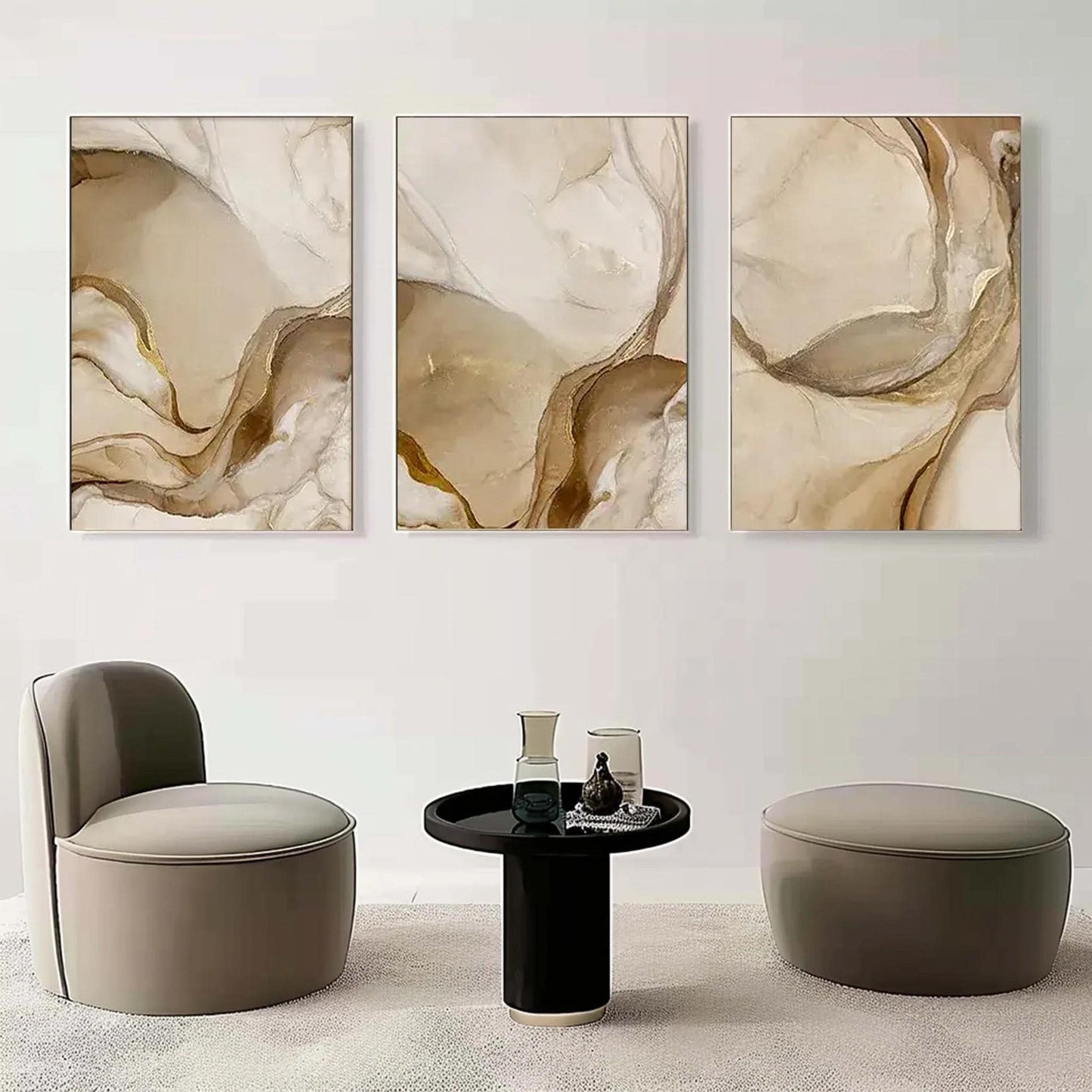 Neutral – Gold and Cream Neutral Abstract Wall Art | Painting, view 4