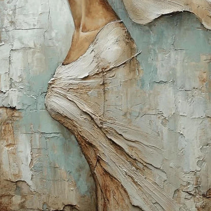 Blue and Taupe Palette Knife Figurative Figure Portrait Wall Art