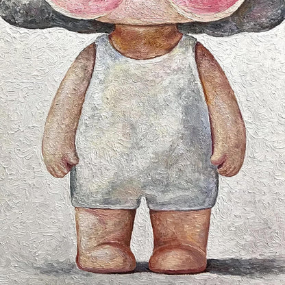 Pink Textured Figure Portrait Wall Art – Whimsical Child Portrait Oil Painting