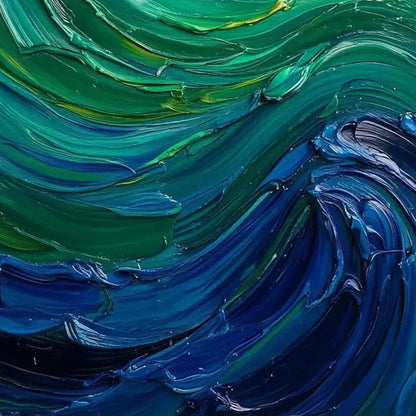 Emerald and White Impasto Sailboat Seascape Wall Art
