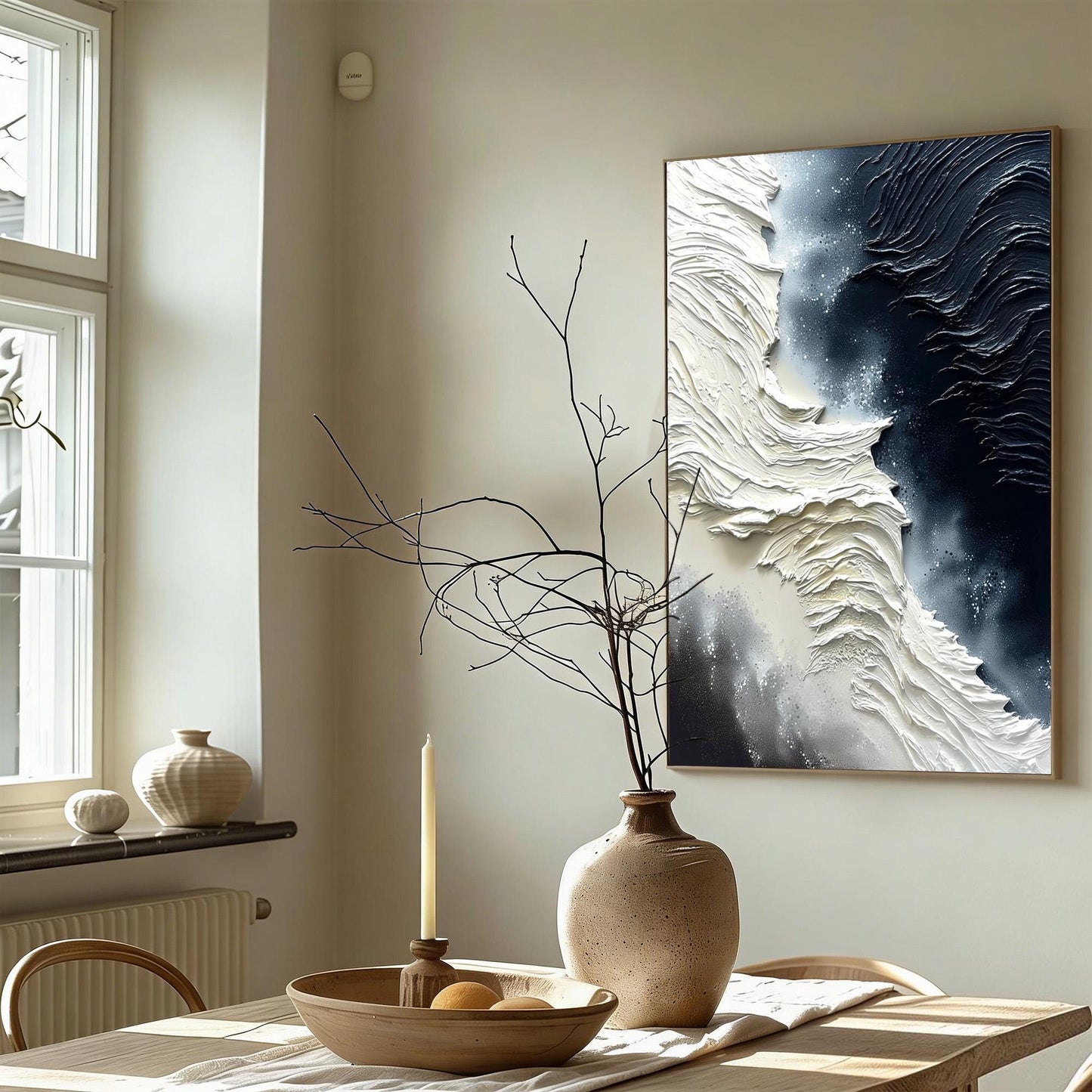 Textural Black White – Grey and Black Abstract Minimalist Wall Art | Impasto Hand-Painted Painting, view 4