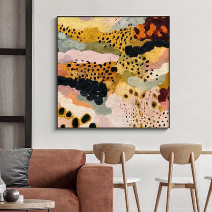 Mustard Pink – Sage and Gold Abstract Boho Wall Art | Textured Painting, view 1