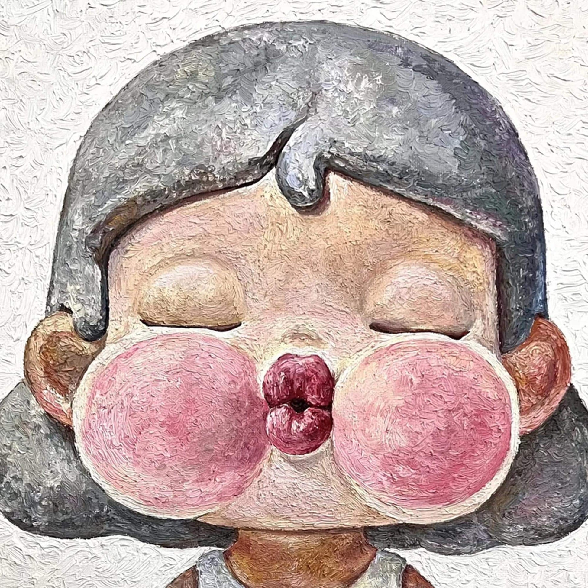 Whimsical Child Portrait Oil Painting – Pink Figurative Figure Portrait Wall Art | Textured Hand-Painted Oil Painting, view 5