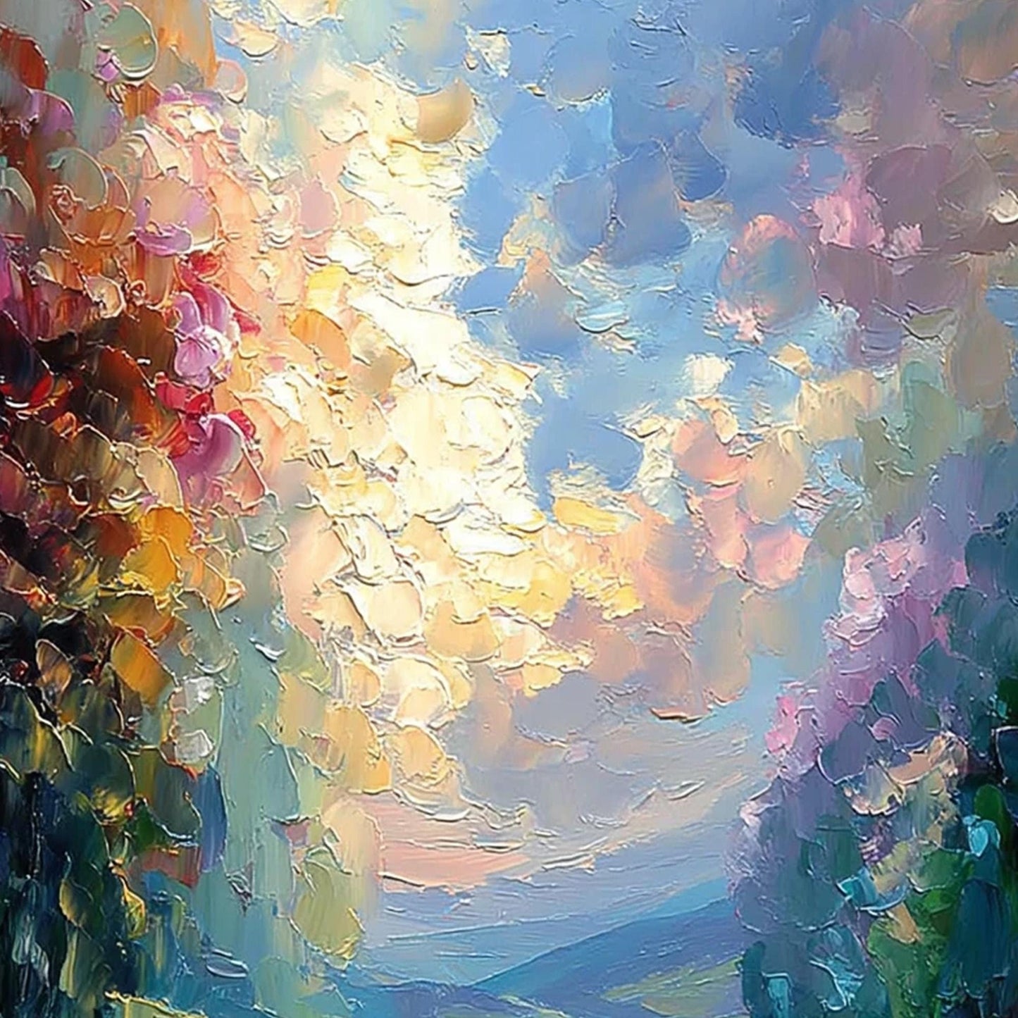 Woman Forest River Painting – Colorful River Landscape Wall Art | Impasto Painting, view 5