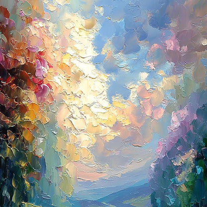 Woman Forest River Painting – Colorful River Landscape Wall Art | Impasto Painting, view 5