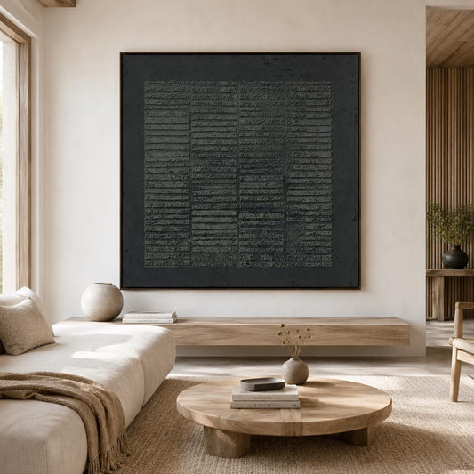 Wabi Sabi Wall Art Grey Textured Abstract Canvas Painting for Living Room Minimal Decor
