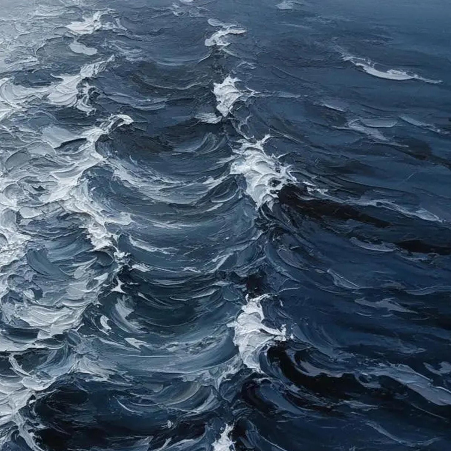 Dark Ocean Wave Canvas - Moody Coastal Art - Handmade Acrylic - Dramatic Seascape Wall Decor Gift – Black and White Ocean Wav